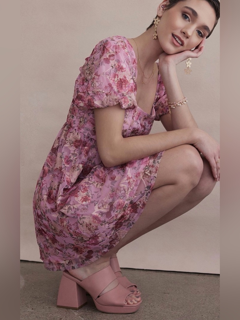 Audrey Parka Sandi Floral Baby Doll Mini Dress